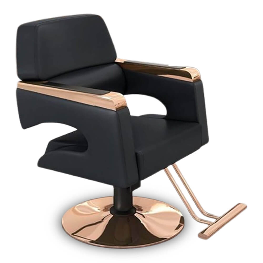 ApexCut Black – Luxury Rose Gold Salon Chair