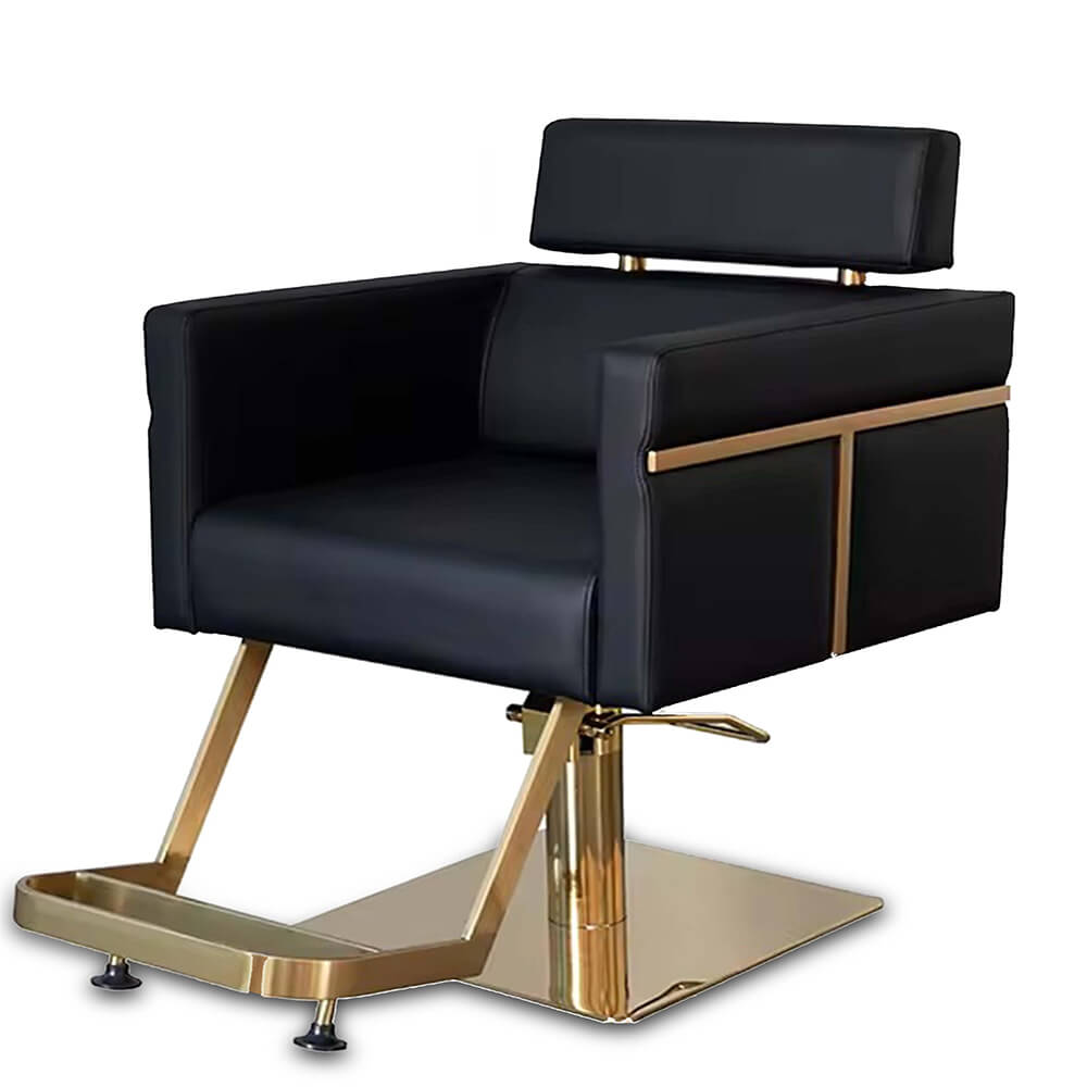 EquiStyle Black – Premium Gold Base Salon Chair