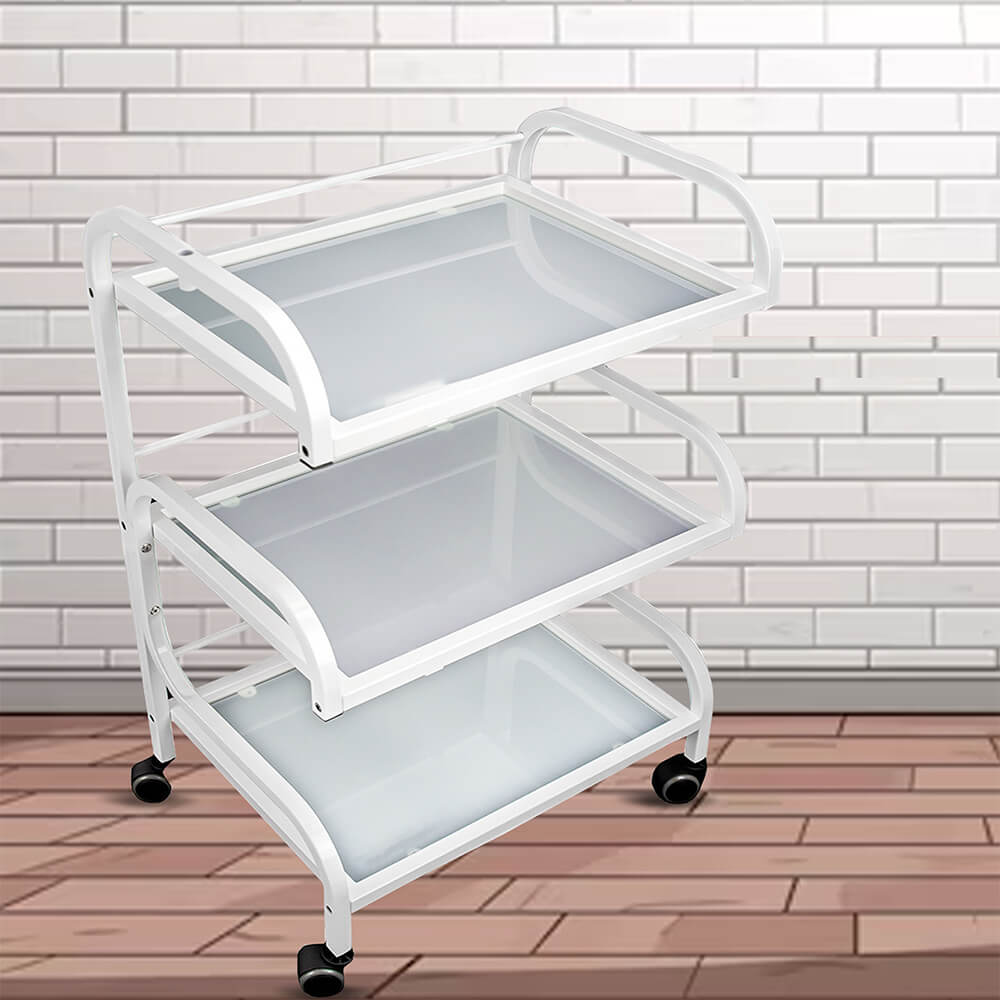 FlexiMove Glass Cart – 3-Shelf Salon Trolley